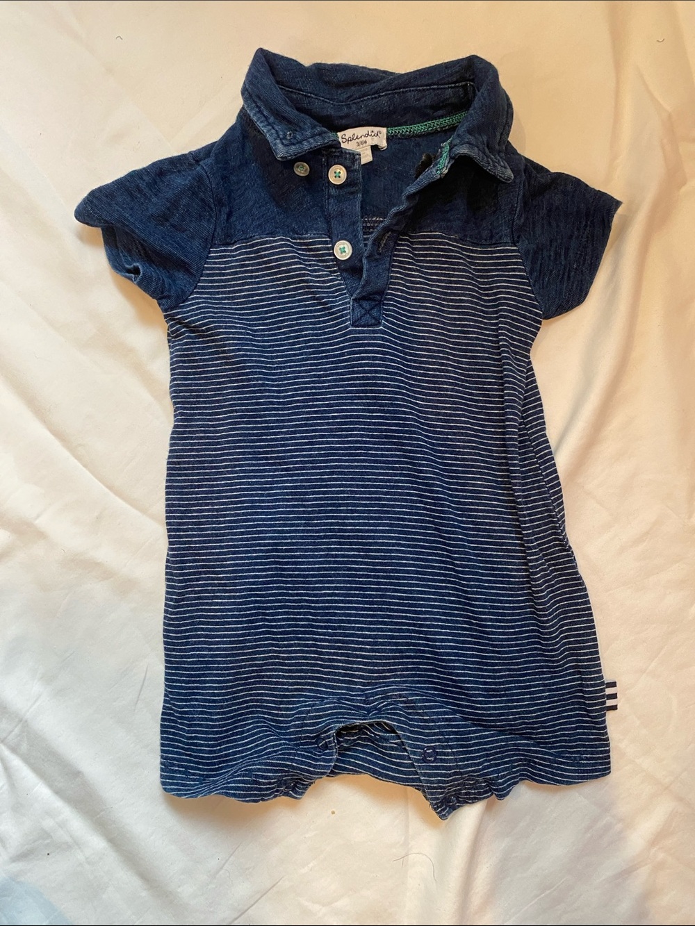 Splendid Navy and White Striped Polo Footie